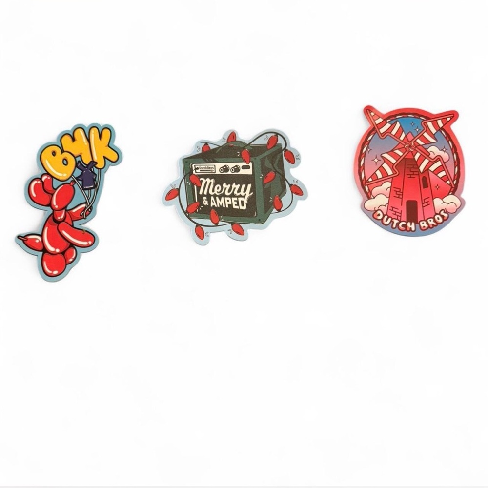 Dutch Bros set of 3 Sticker Set including 2 Christmas